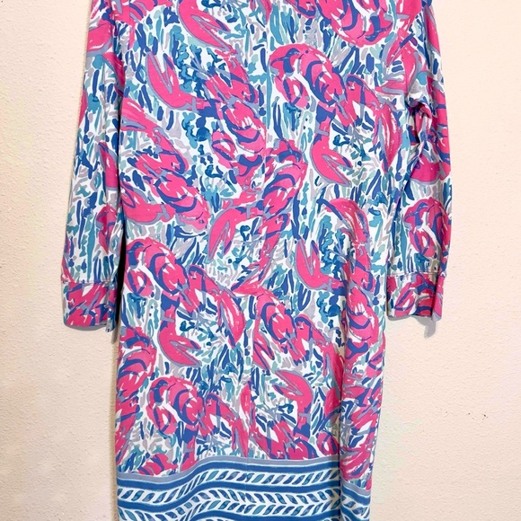 Lilly Pulitzer Marlowe Pink and Blue Sheath Midi Dress 100% cotton.  Size S - Picture 4 of 5